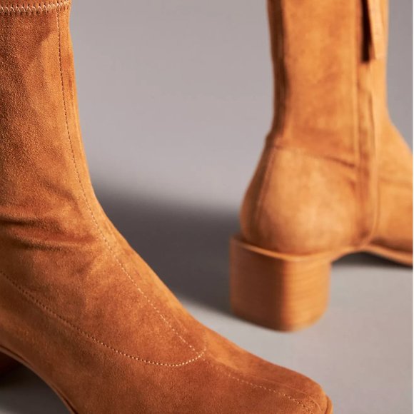 Reformation Louie Stretch Sock Bootie in Toasted Brown Suede - Picture 3 of 11